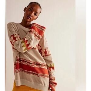 We the Free Ski Holiday Sweatshirt, Cream, size medium